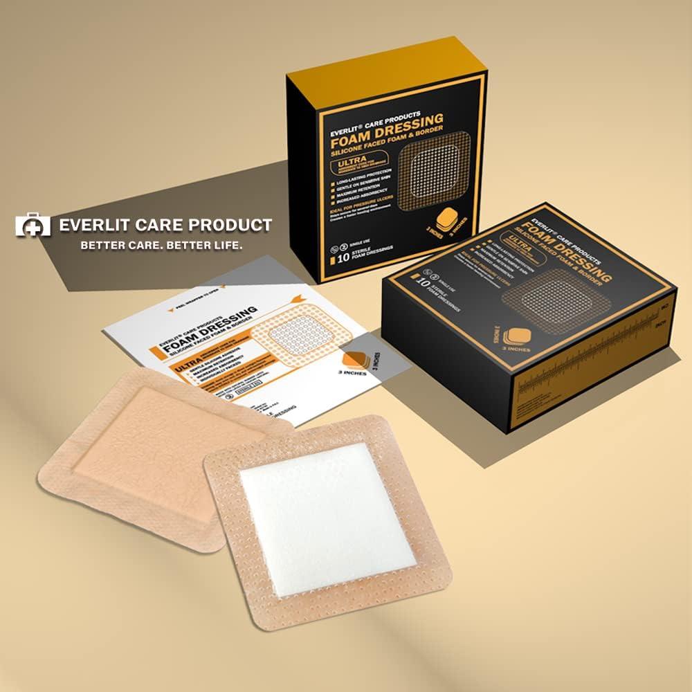 EVERLIT Silicone Foam Dressing with Gentle Adhesive Border Sterile