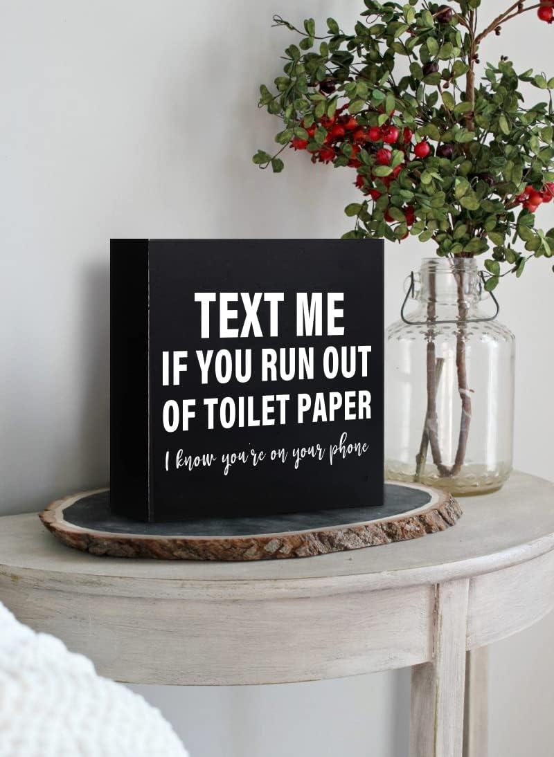 Cartello In Legno Per Bagno Umoristico – Text Me If You Run Out Of Toilet Paper – Targa Rustica 20x25 Cm Con Spago, Decorazione Parete - 6