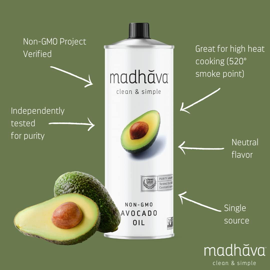 Madhava Non GMO Avocado Oil, 100 Pure, Single Source, 1L Tin, 33.8 Fl