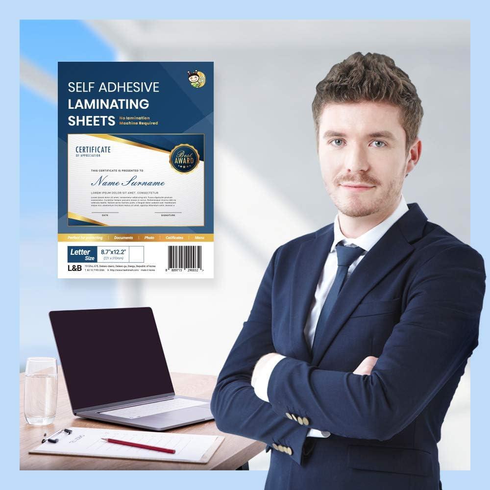 HA SHI No Heat Self Sealing Laminating Sheets 8.5 x 11 Inch, 4mil