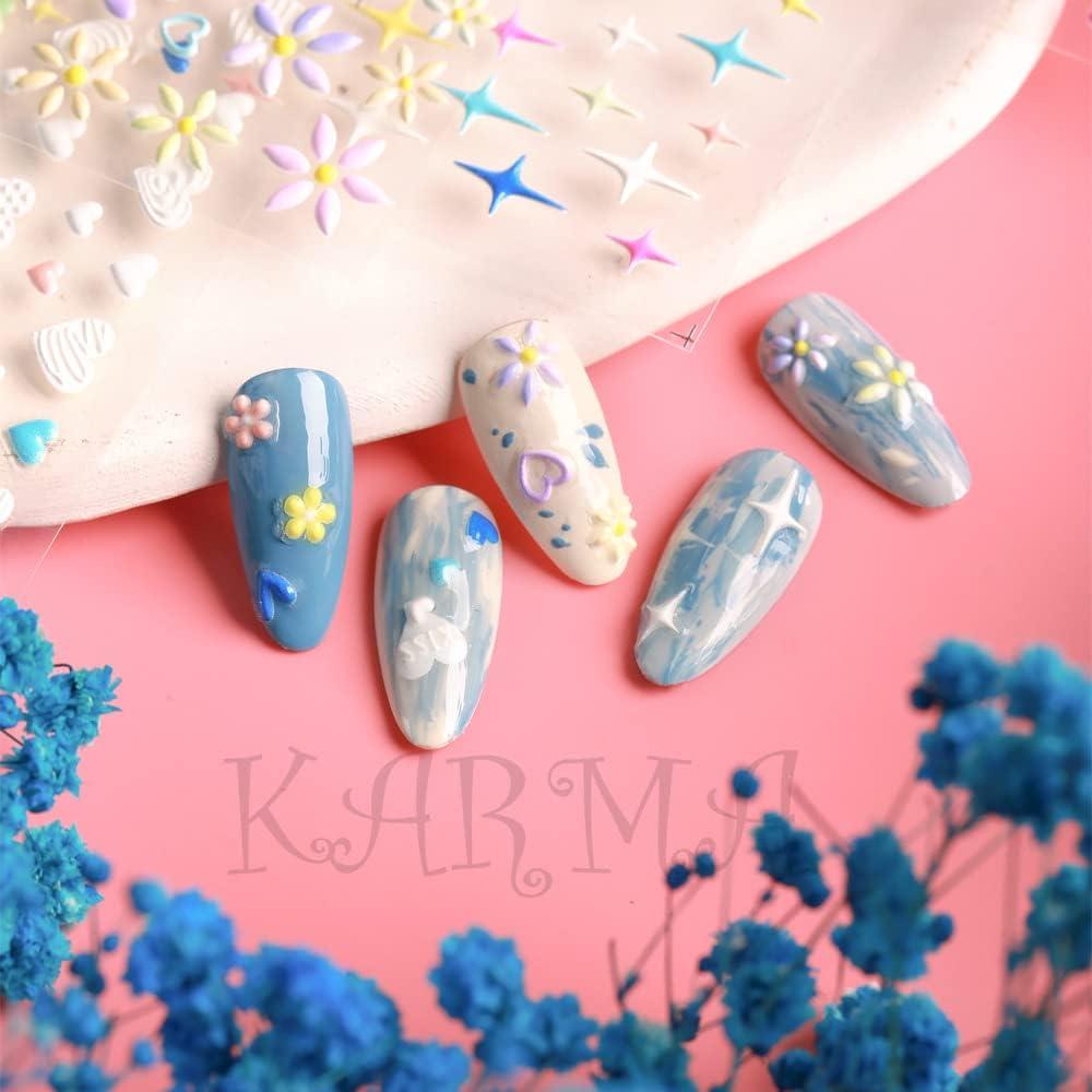 Spring Daisy Flower Nail Art Stickers - Colorful 5D Nail Decals