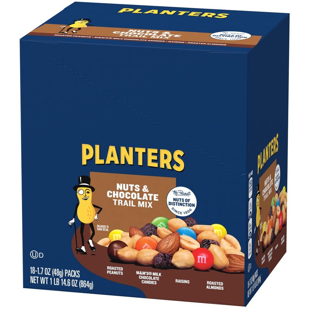 Planters Chocolate Trail Mix Nuts 1.7 oz Bags (Pack of 18) Nut & Chocolate Trail Mix