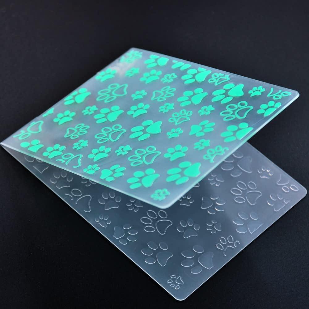 DDOUJOY Pet Footprint Paw Background Plastic Embossing Folders for Card