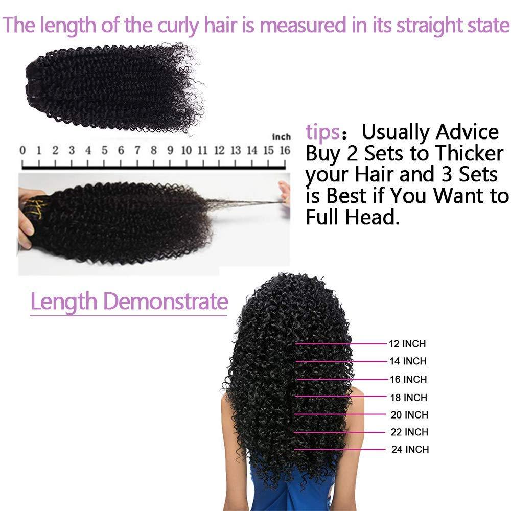Curly Clip In Extension Human Hair 3C 4A Kinky Curly Clip Ins Full Head for  Black Women Brazilian Remy Human Hair Natural Color 8Pcs with18clips  120g/Set (14 inch, curly wave) 14 Inch