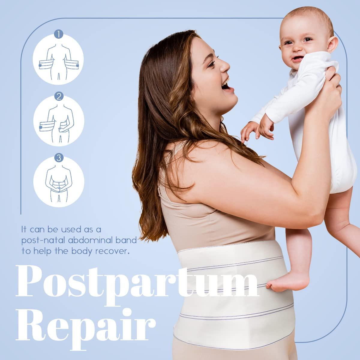 Lynnuo Abdominal Binder for Women 12Inch Wide Stomach Binder After