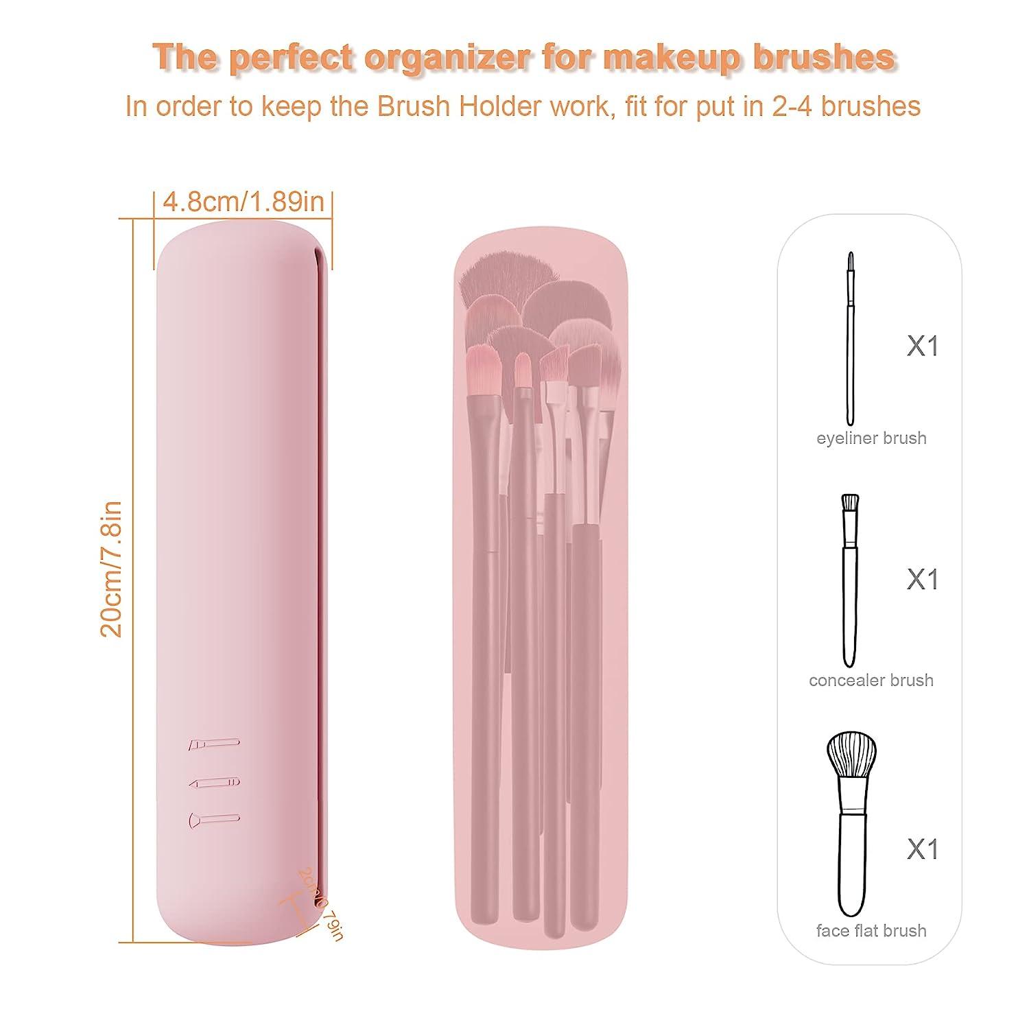 FERYES Travel Makeup Brush Holder, Magnetic Anti-fall Out Silicon Portable  Cosmetic Face Brushes Holder, Soft and Sleek Makeup Tools Organizer for
