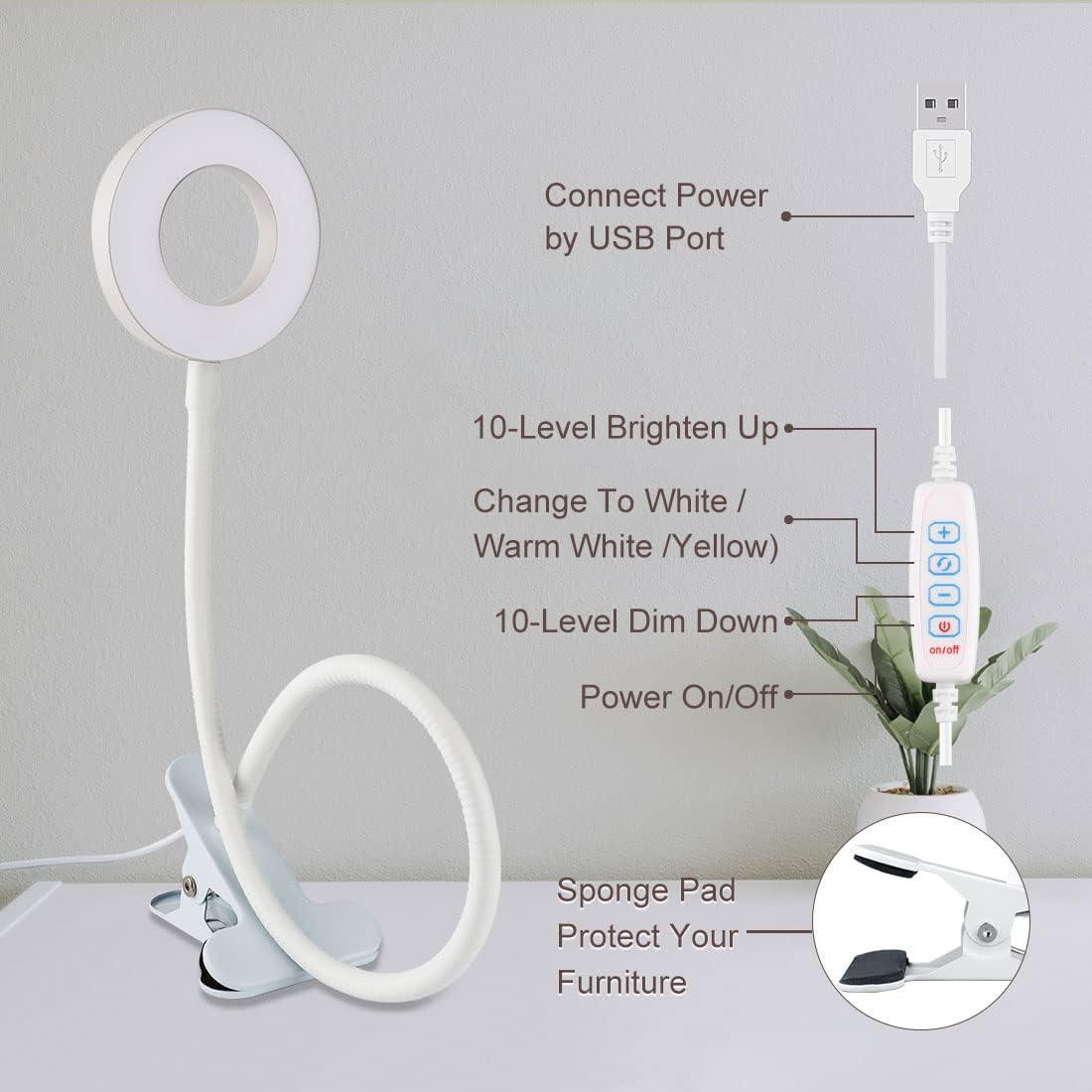 Bekada LED Desk Light with Clamp for Video Conference, USB Reading