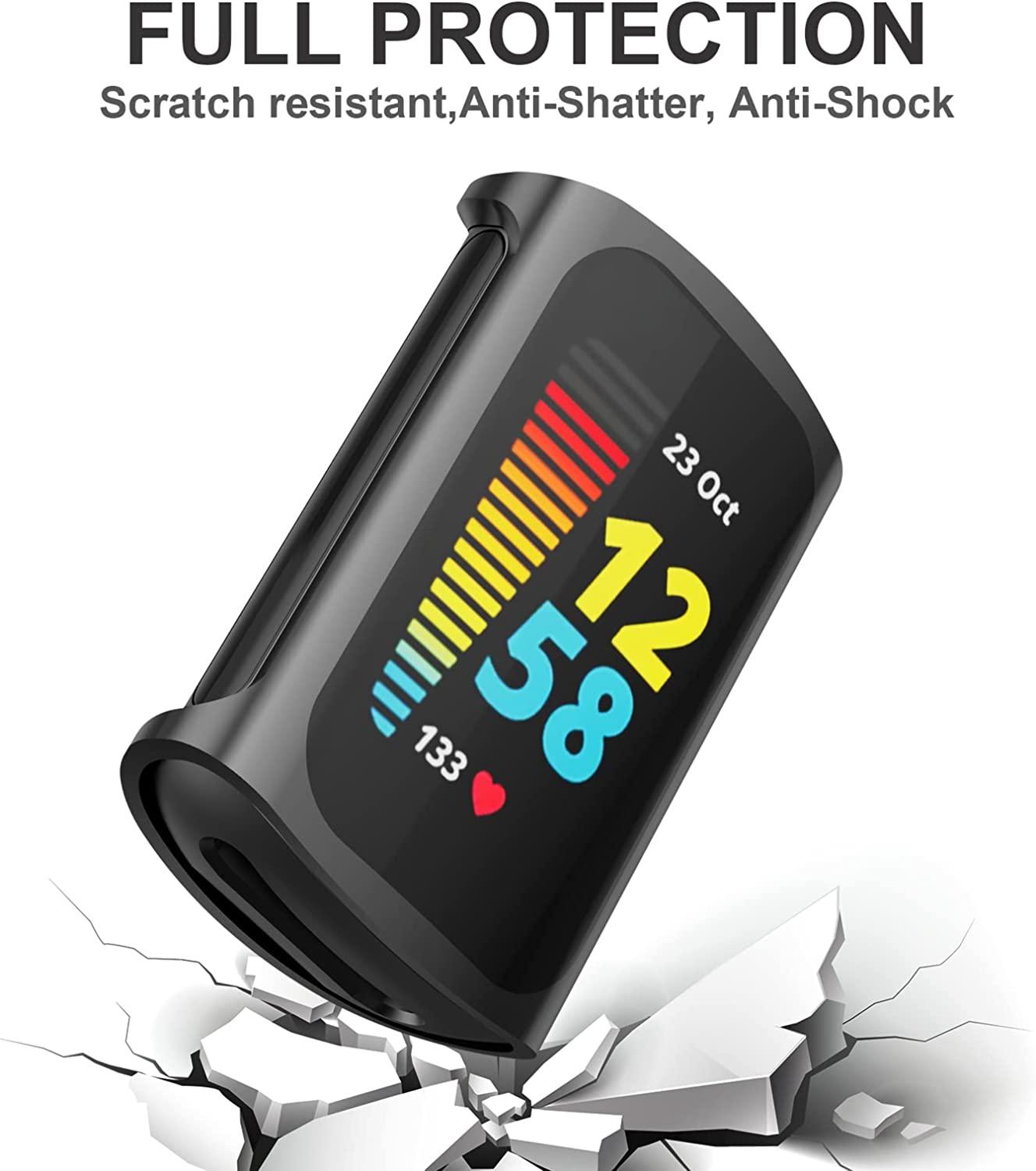 Cuteey 4 Pack Screen Protector for Fitbit Charge 5 Only,Slim Soft Full TPU Cover Case for Fitbit