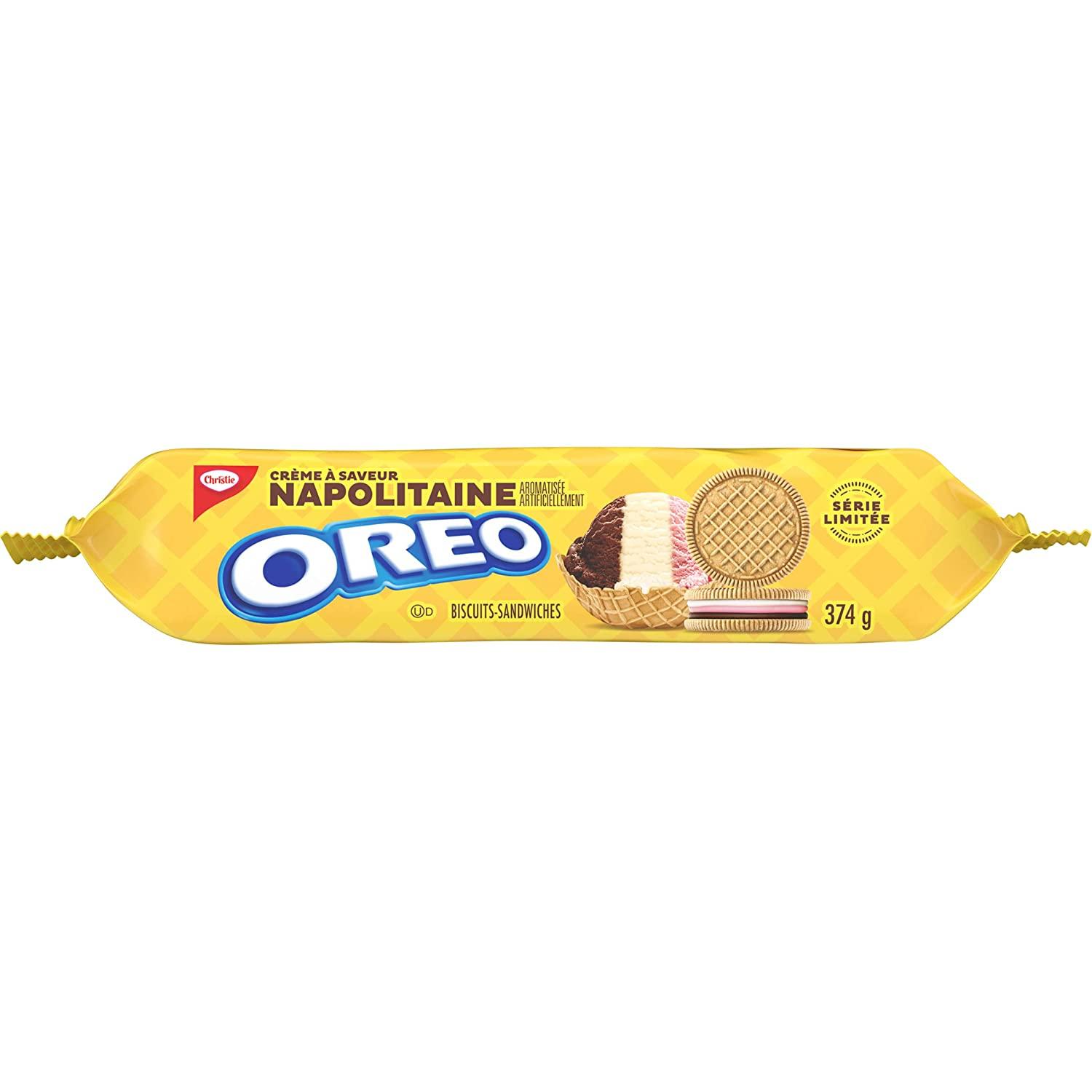 Oreo Neapolitan Flavor Crme Cookies, 374g/13.2 oz. Imported from Canada