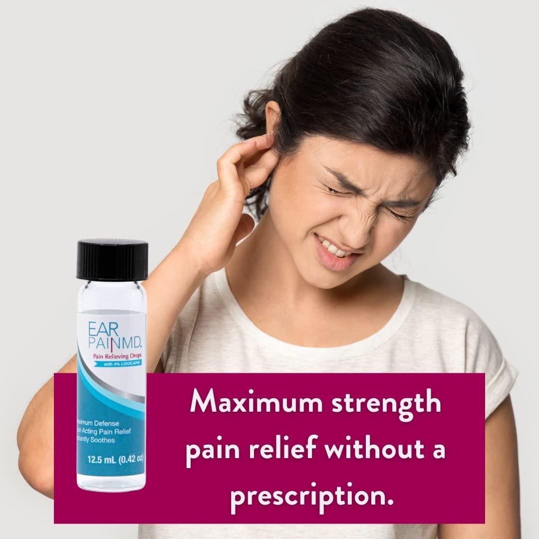 Ear Pain MD 4 Lidocaine Pain Relieving Drops 12.5 mL Fast Relief for Ear Pain