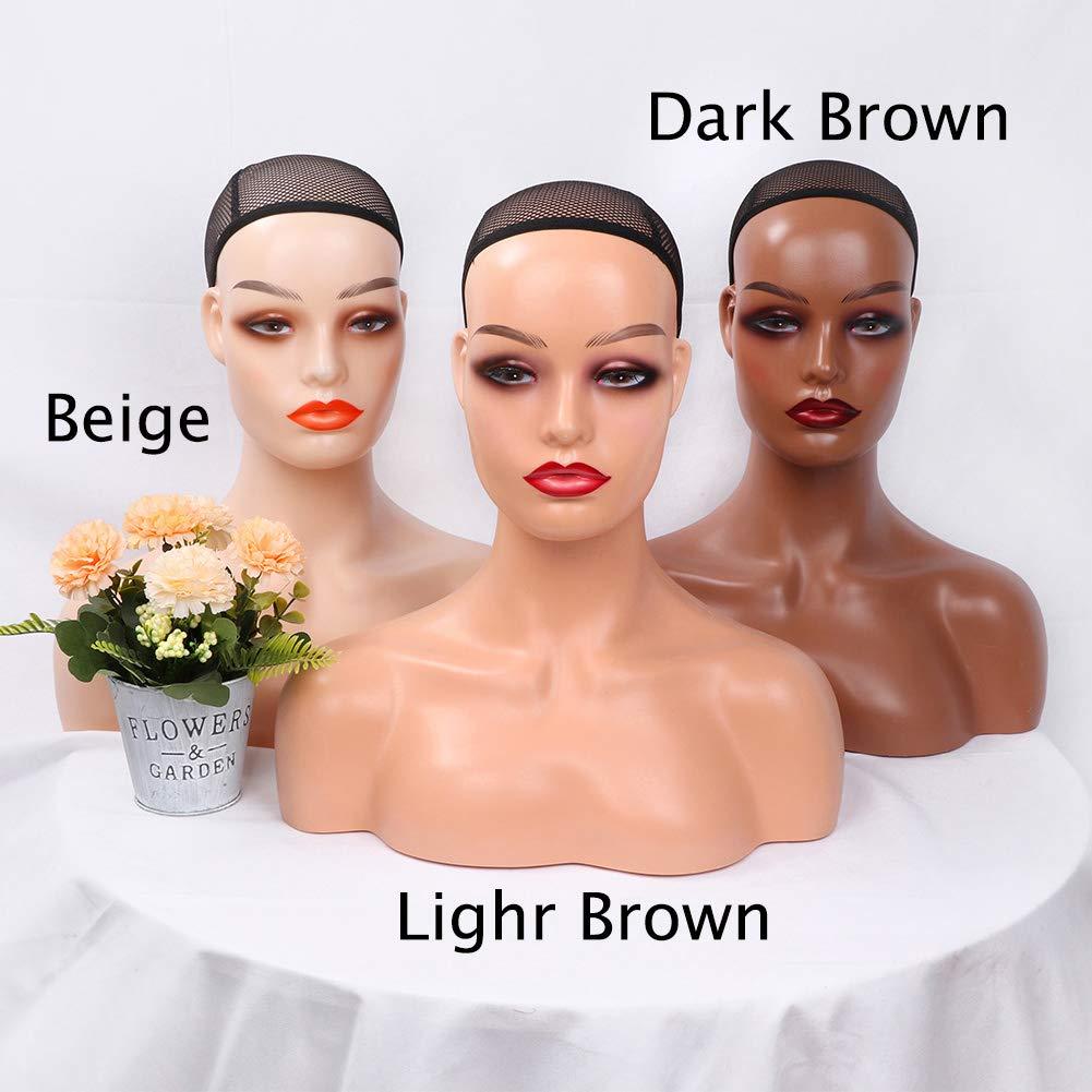 Realistic Female Mannequin Head with Shoulders for Display Manikin