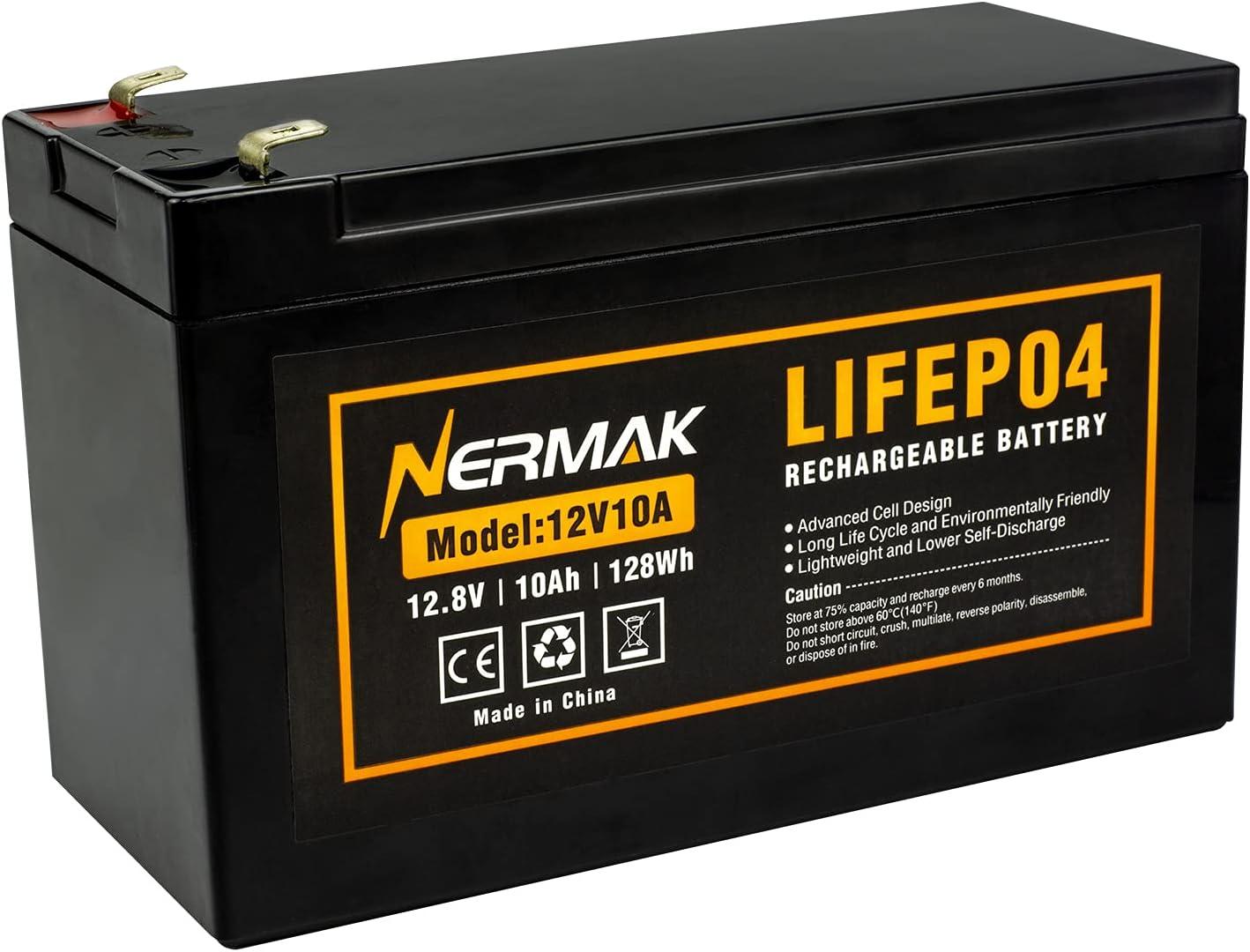 Nermak 2 Pack 12V 12Ah LiFePO4 Deep Cycle Battery, 2000+ Cycles Lithium  Iron Phosphate Rechargeable Battery for Solar Power,UPS,Lighting, Power