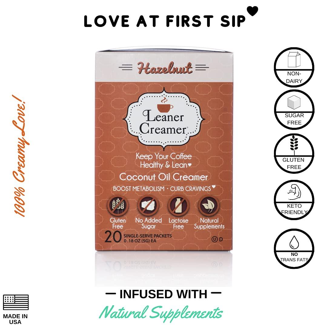 Leaner Creamer Coffee Creamer Sugar Free Hazelnut 20 Servings