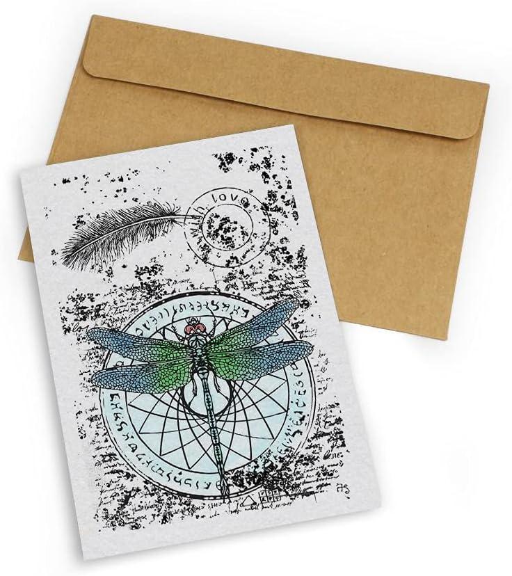 Dragonfly Background Clear Stamps, Feathers Love Words Clear