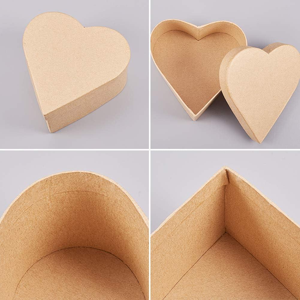 WANDIC Mini Paper Mache Boxes 3Pcs Small Palm-Sized Heart-Shaped Kraft  Paper Mache Box Heart Boxes for Saving Accessories Cosmetics Jewelry Gifts  Home Heart 3 pcs