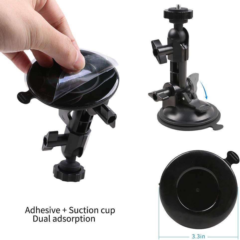 Powerful Suction Cup Camera Car Mount with Tripod Adapter and Phone Holder  for GoPro Hero 11/10/9/8/7/6 Black, iPhone,DJI Osmo Action, Samsung Galaxy,  Google Pixel and More (3.3 * 3.3 * 5.6in) 3.3*3.3*5.6in