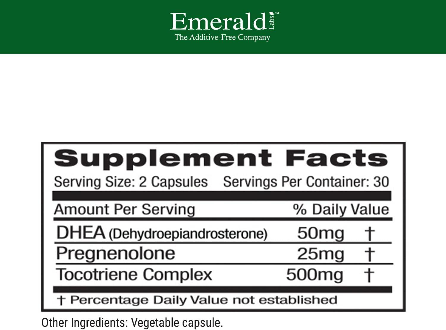 Emerald Labs DHEA 50mg Cognitive Function & Hormone Support 60 Capsules