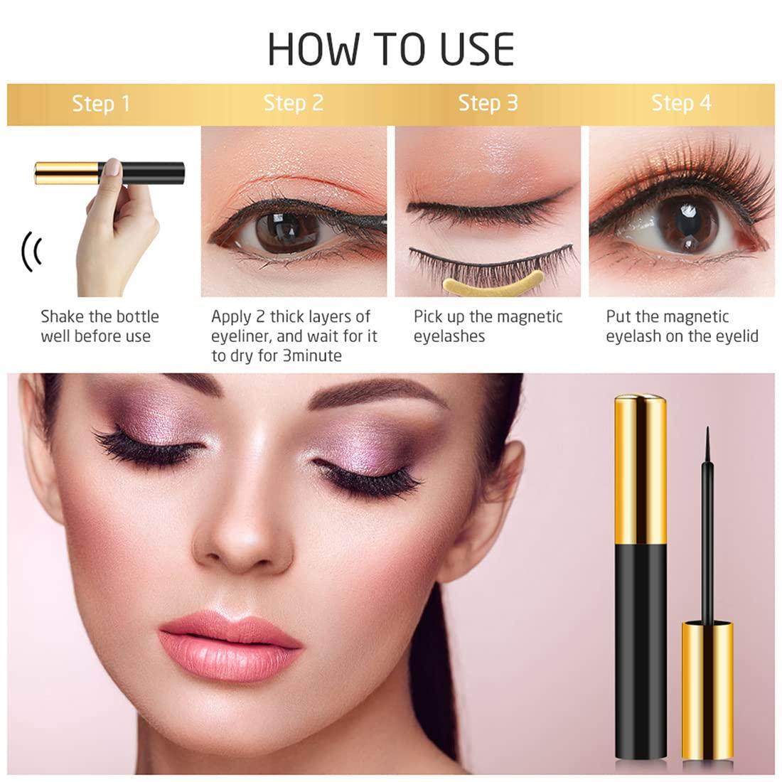 Eyelashes with Eyeliner Kit 10 Pairs Upgraded 3D 5D