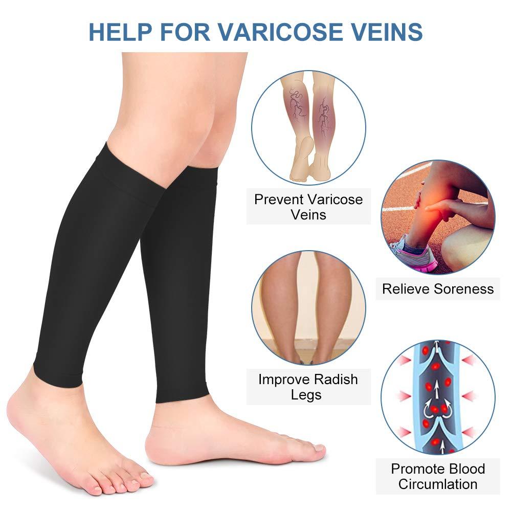 Calf Compression Sleeves Medical Footless Compression Flight Socks  Compression Stocking Shin Splints Leg Brace 20-30mmHg with Graduated  Pressure for Swelling Varicose Veins Calf (Black-M)