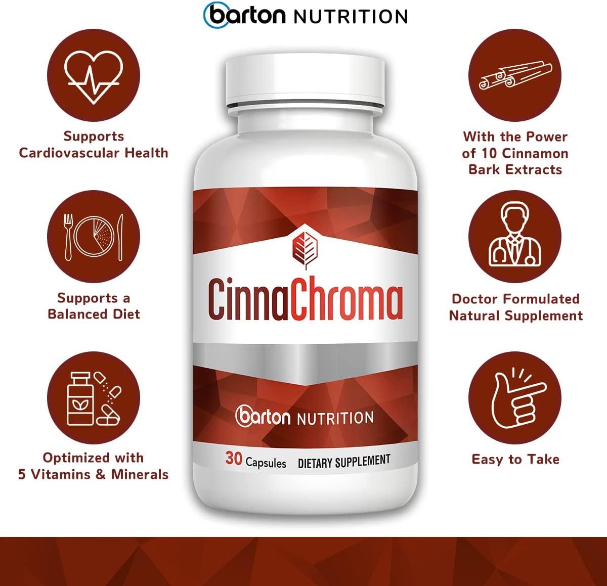 Barton CinnaChroma Cinnamon Capsules 30 Capsules with Chromium and