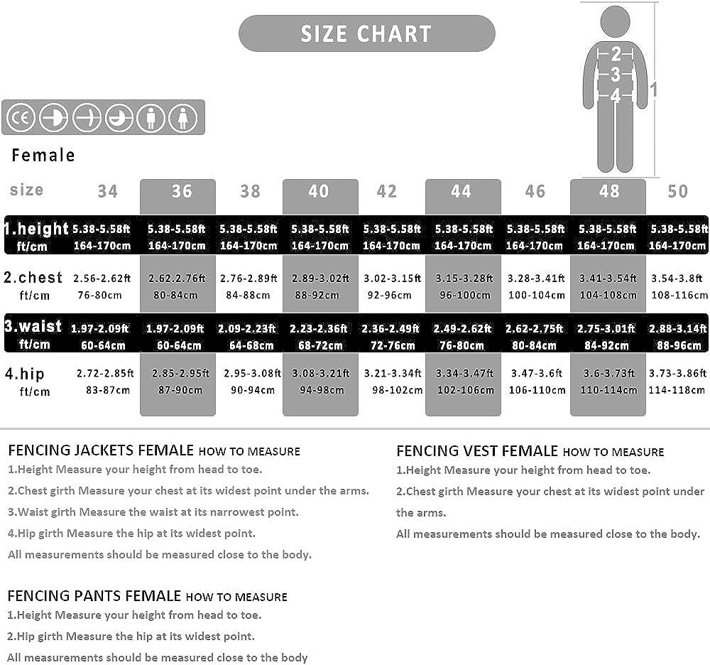 ThreeWOT Classic Female Fencing Uniform Set Size 34, Right Hand