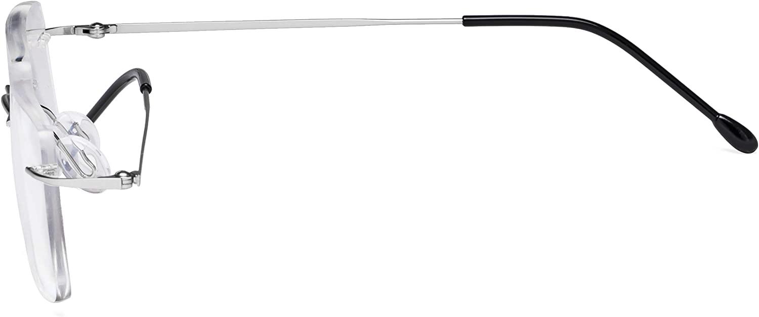 Eyekepper Men's Frameless Reading Glasses +3.00 Silver Rectangle Rimless Reader Eyeglasses