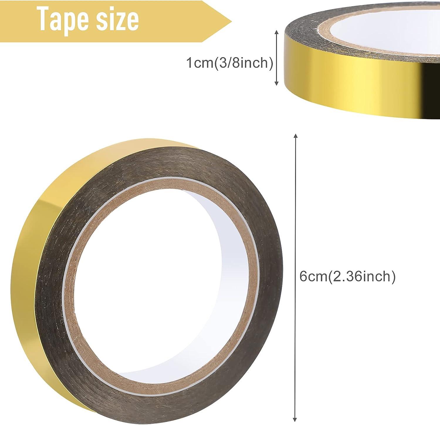 Outus Graphic Tape Metallic Mirror Tape DIY Graphic Tape Metallic Mirror  Wrapping for Crafts Decoration, 3/8 Inch x 22 Yards (4 Rolls,Gold) 4 Gold