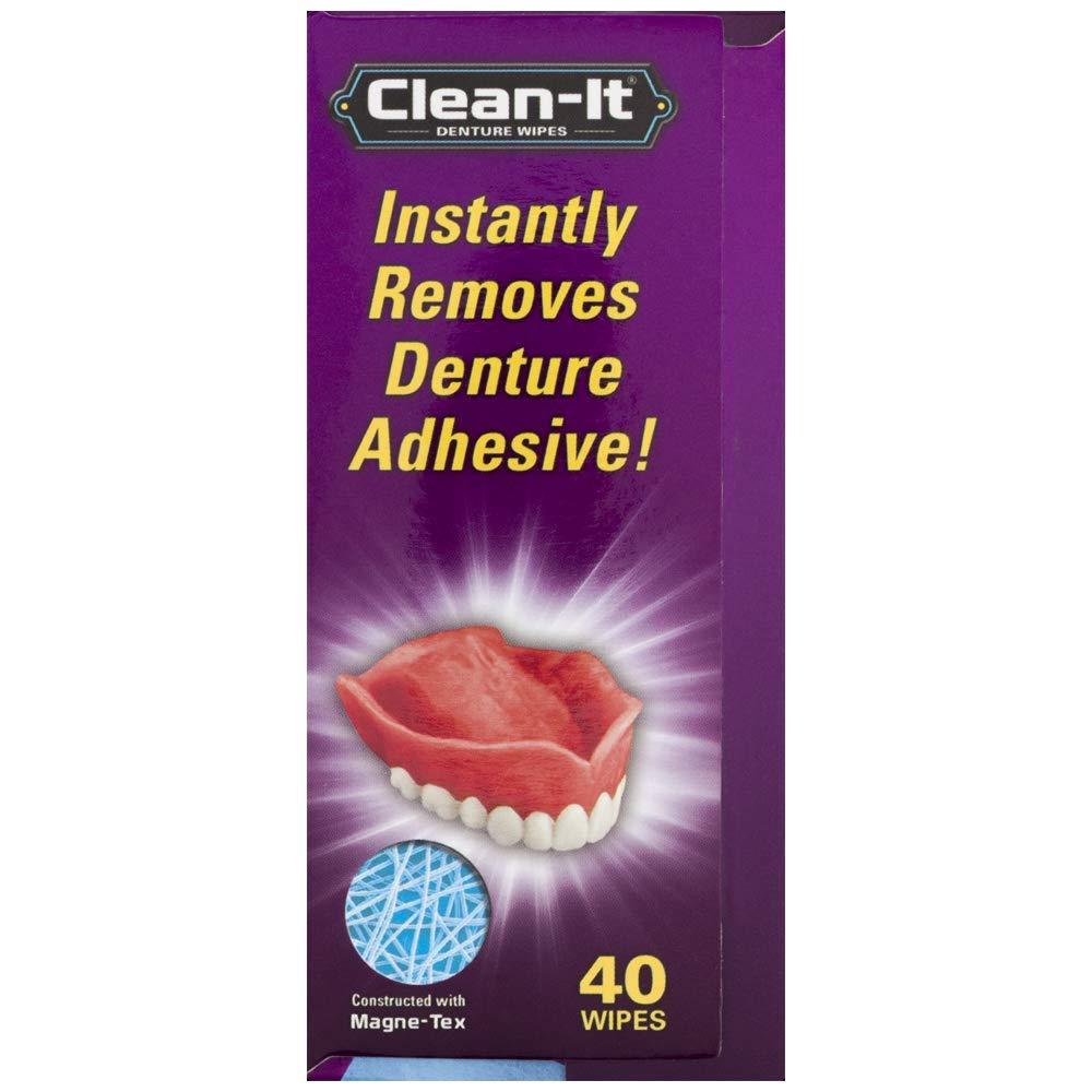 CleanIt Denture Wipes 40Count Convenient Denture Cleaning Wipes