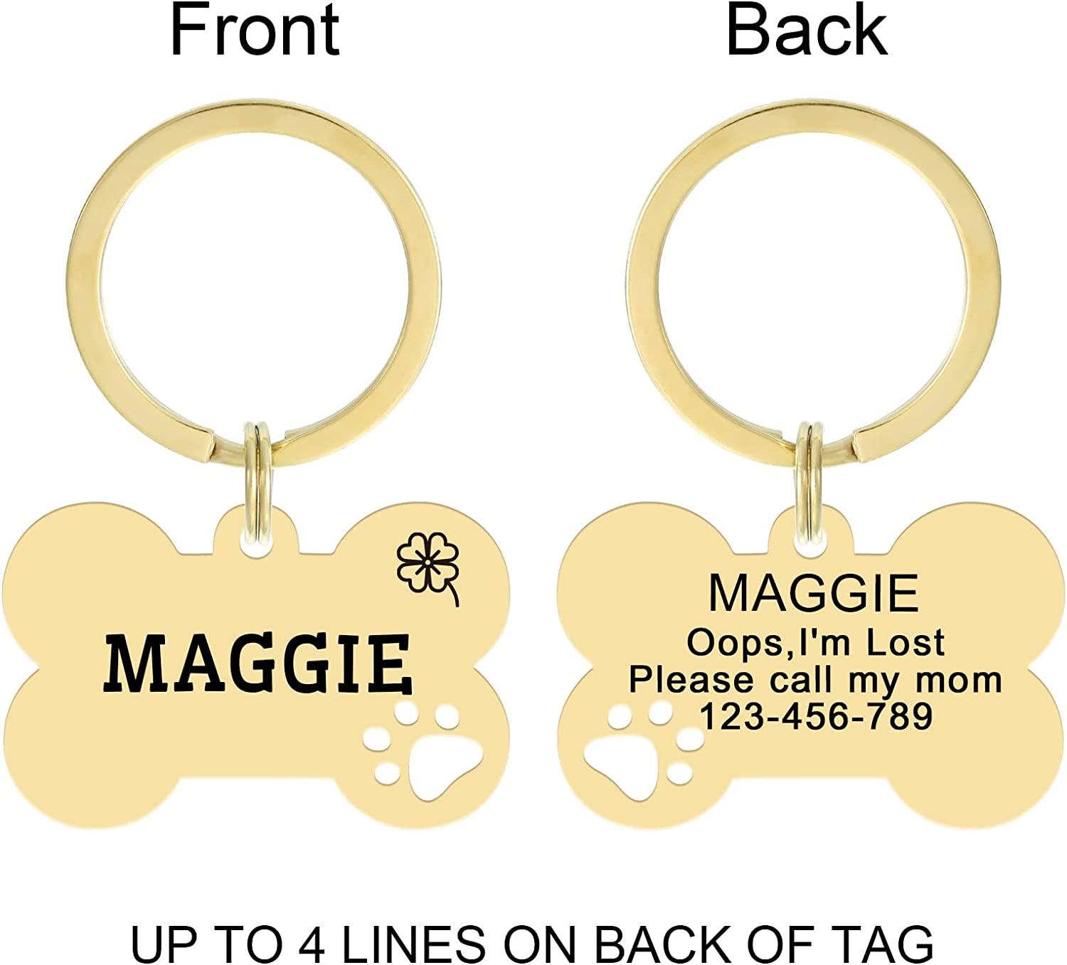 Stainless Steel Dog Tags Personalized Name Address Front Back