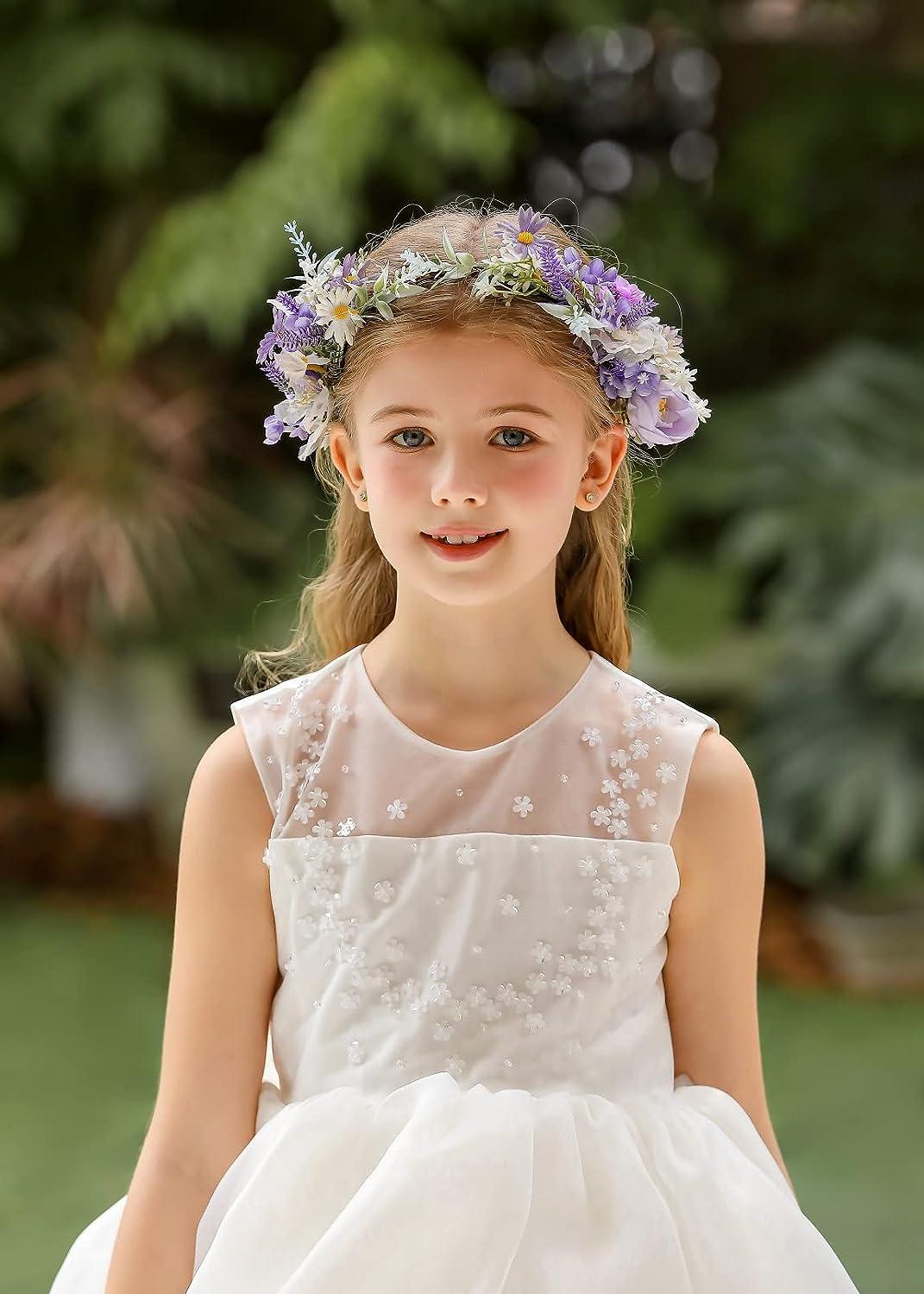 DreamLily Lavender Boho Wedding Floral Crown - Flower Girl Hair Wreath  DFS28 | Buy Now with Express International Delivery | GoSupps.com