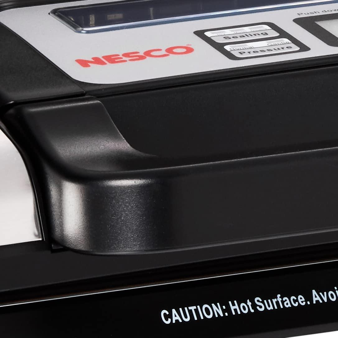 Nesco Deluxe Food VS-12 Vacuum Sealer, 130 Watts, Kit Bags & Viewing Lid,  Compact, Silver