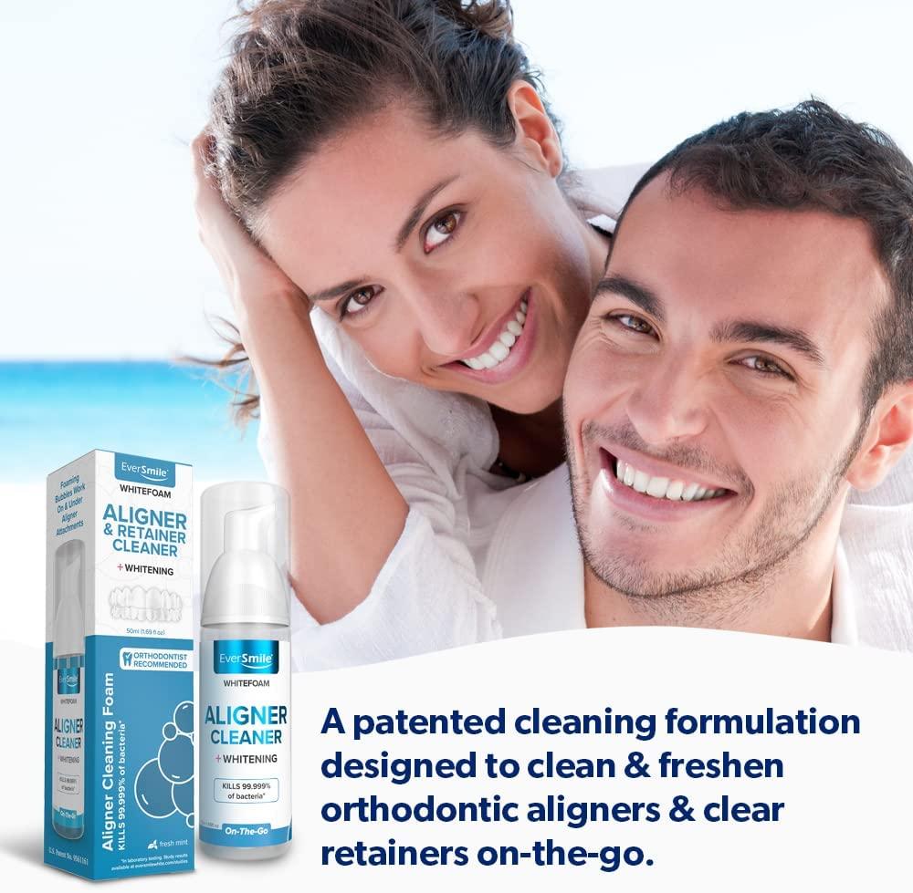 WhiteFoam OnTheGo Clear Retainer Cleaner Kills Bacteria, Whitens