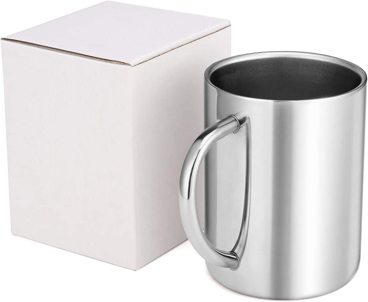 Bidponds 13.5oz / 400ml Double Walled Coffee Mug, Stainless Steel Tea Cups,  Travel Camping Mugs 400ml Cups