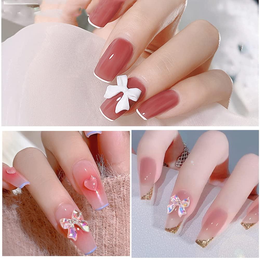 Bow Nails with Glitter Shine