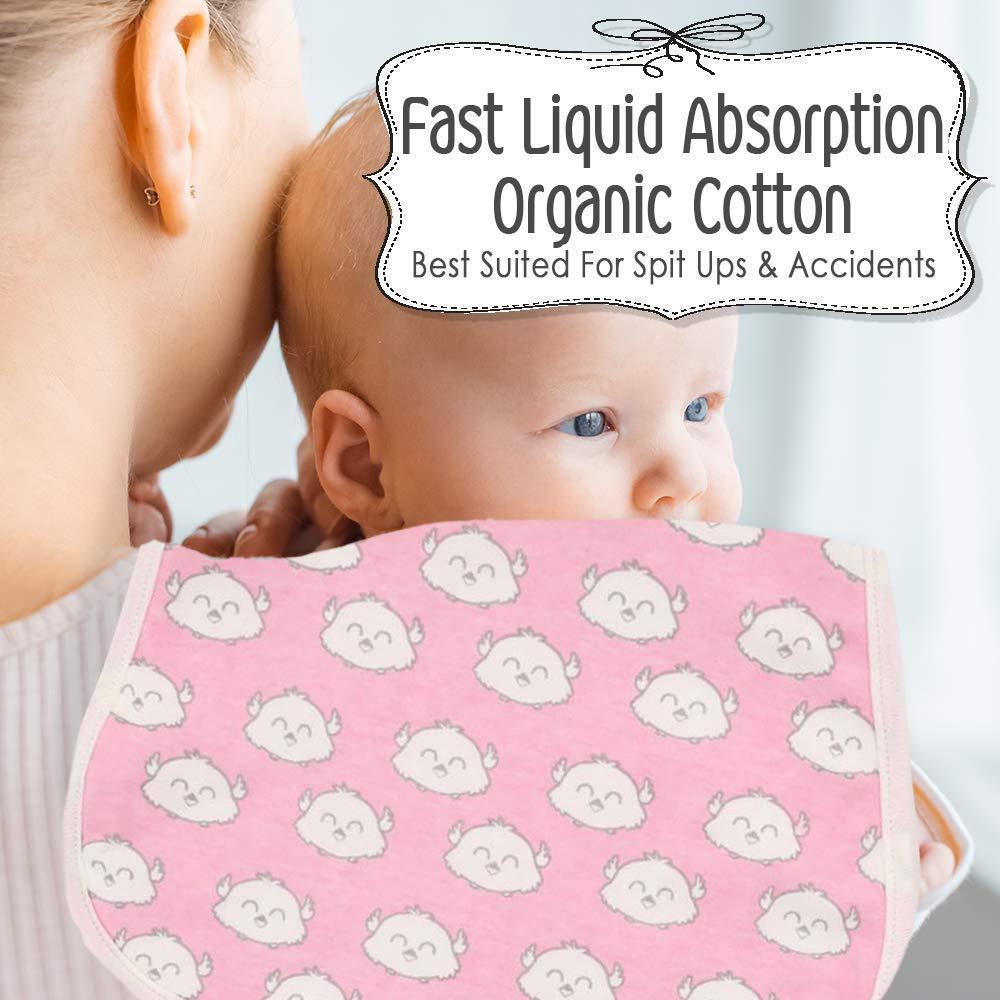 KeaBabies Organic Burp Cloths Pink Dreams 5 Pack