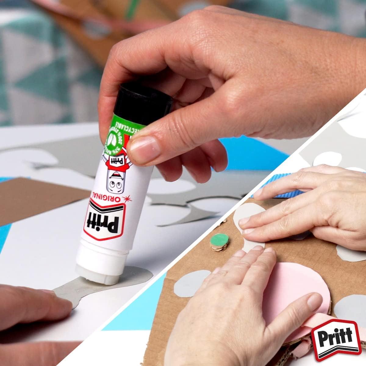 Pritt Glue Stick, Safe & Child-Friendly Craft Glue for Arts & Crafts Activities, Strong-Hold Adhesive for School & Office Supplies, 22 G (Pack of 3)