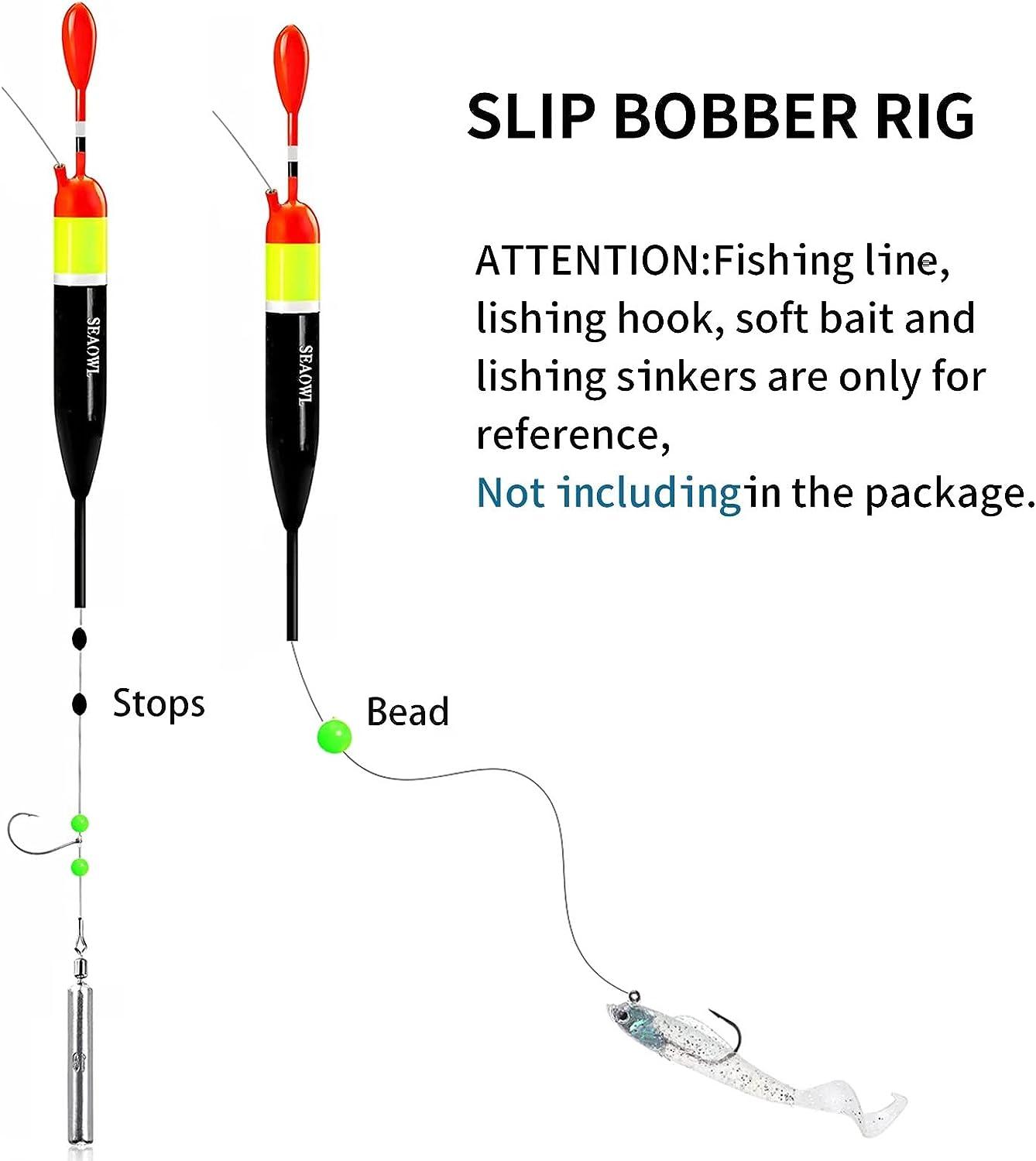 SEAOWL Fishing Slip Bobber Float Kit,Balsa Slip Corks and 60pcs Bobber  Stops for Crappie Panfish Trout Bass Fishing B.3/8oz(10g)-5pcs