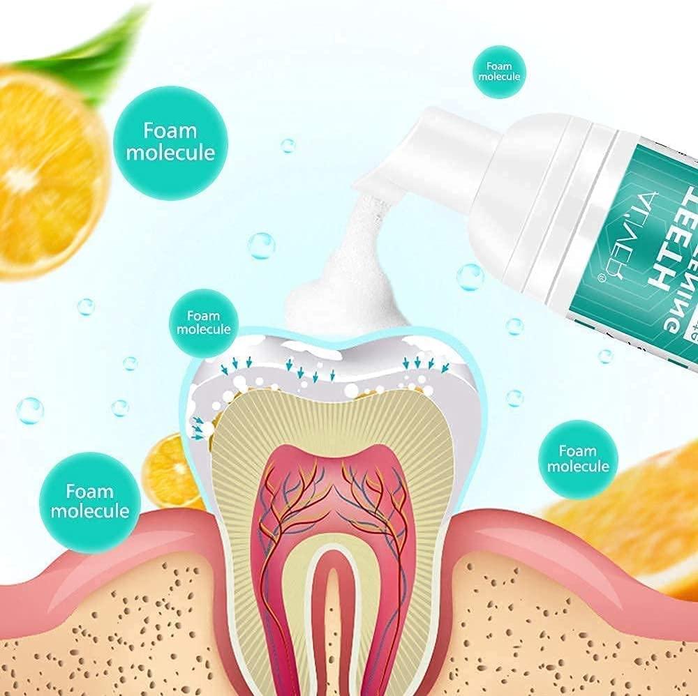 2Pcs Toothpaste Whitening Foam,Citrus Baking Soda Toothpaste,Ultrafine