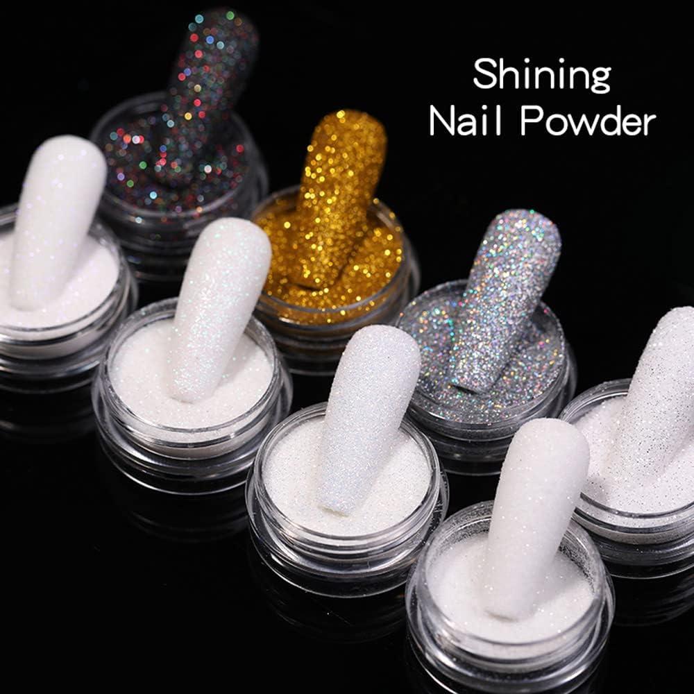 4Jars Pearl Shiny Silver Nail Glitter Powder White Color Chrome