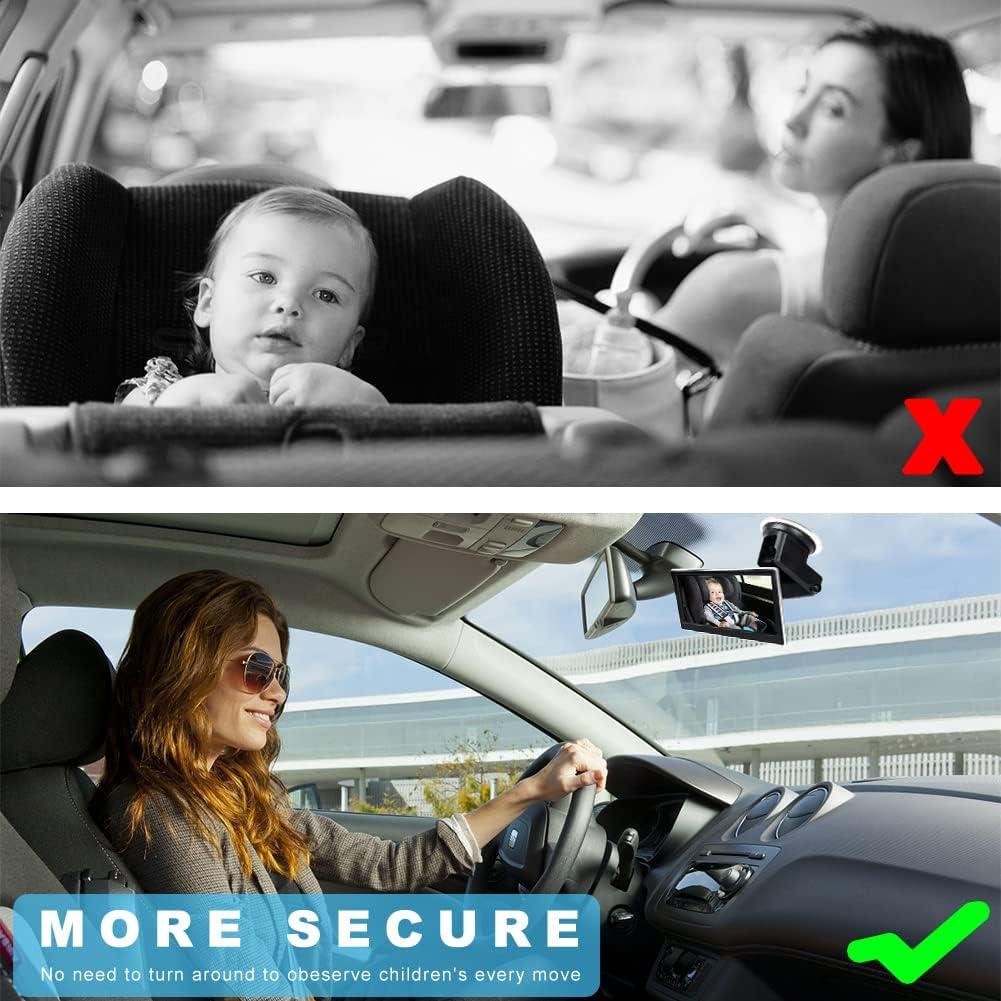 Baby Car Camera – Monitor Per Sedile Posteriore Con Display 4,3'' HD 1080P, Visione Notturna, Angolo Ampio, Include Scheda 32GB