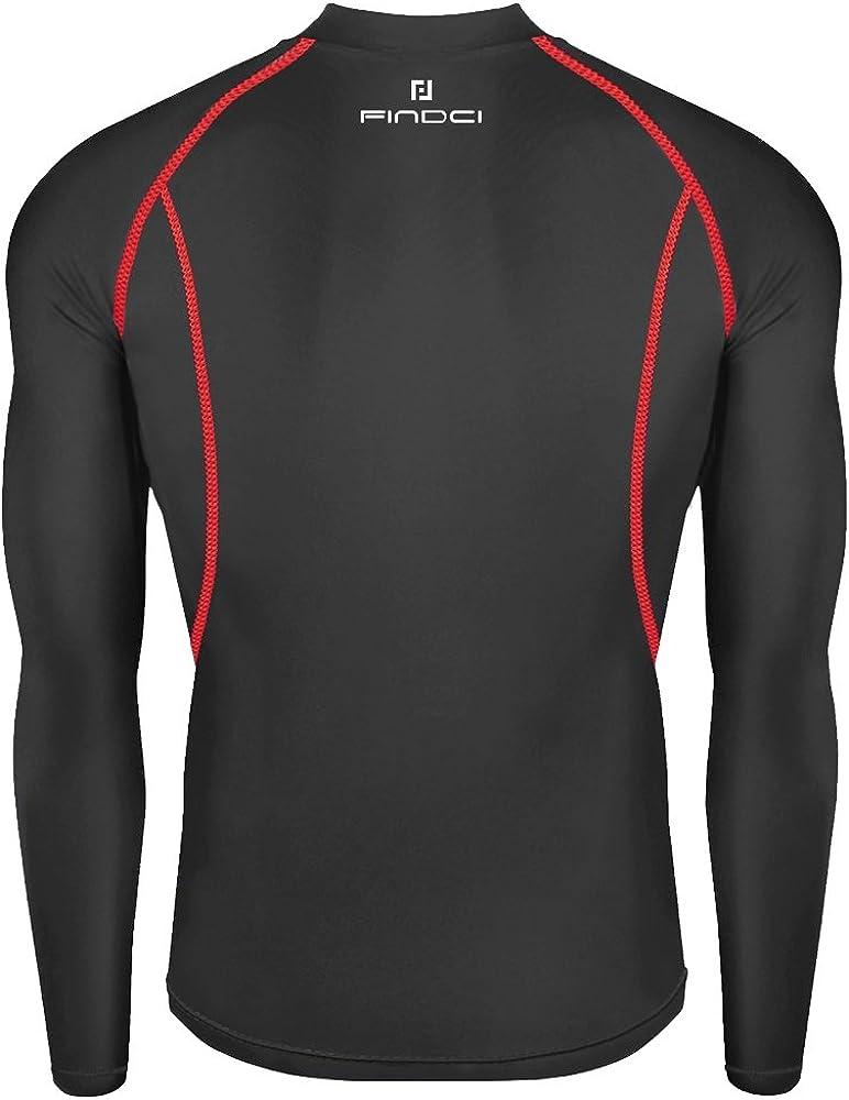 1Bests Men's Sports Running Set Compression Shirt + Pants Skin-Tight Long  Sleeves Quick Dry Fitness Tracksuit Gym Yoga Suits Black Red Line Medium