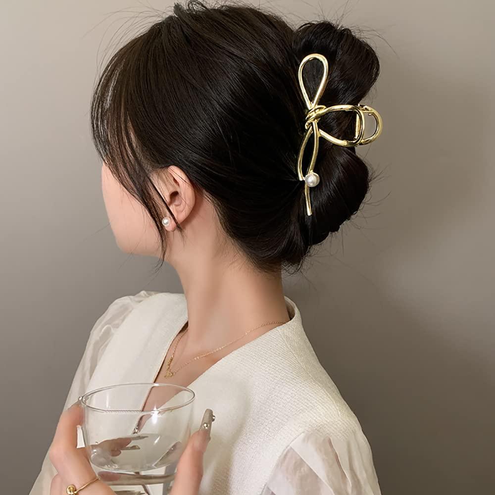 1Pcs Women Pearl Hairpin Bow Hair Grab DIY Elegant Fashion Hair Accessories