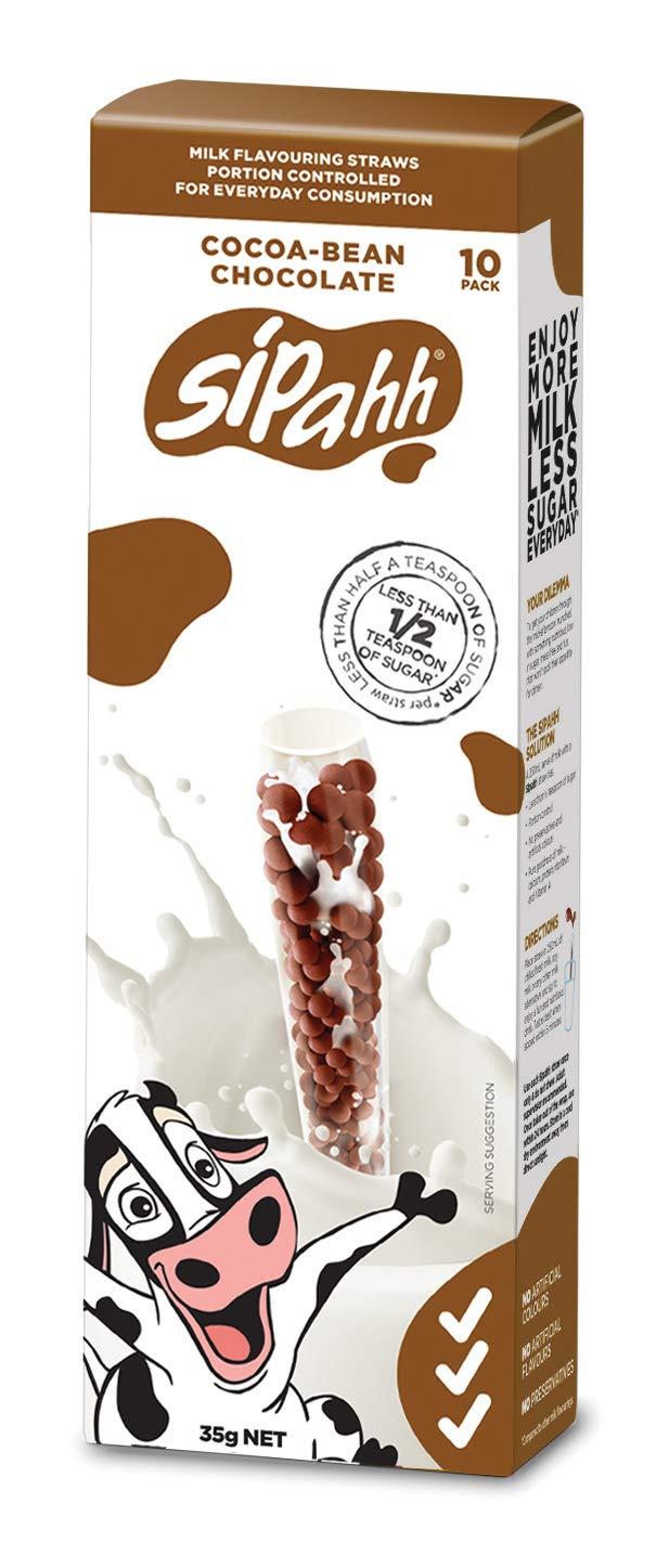 Sipahh Cocoa Bean Chocolate Milk Flavoring Straw 50 Less Sugar (10 Pack)