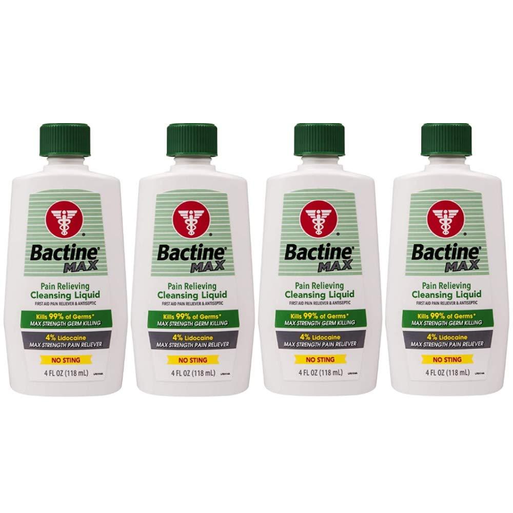 Bactine Max First Aid Liquid 4 oz Pack of 4 Soothing Relief for