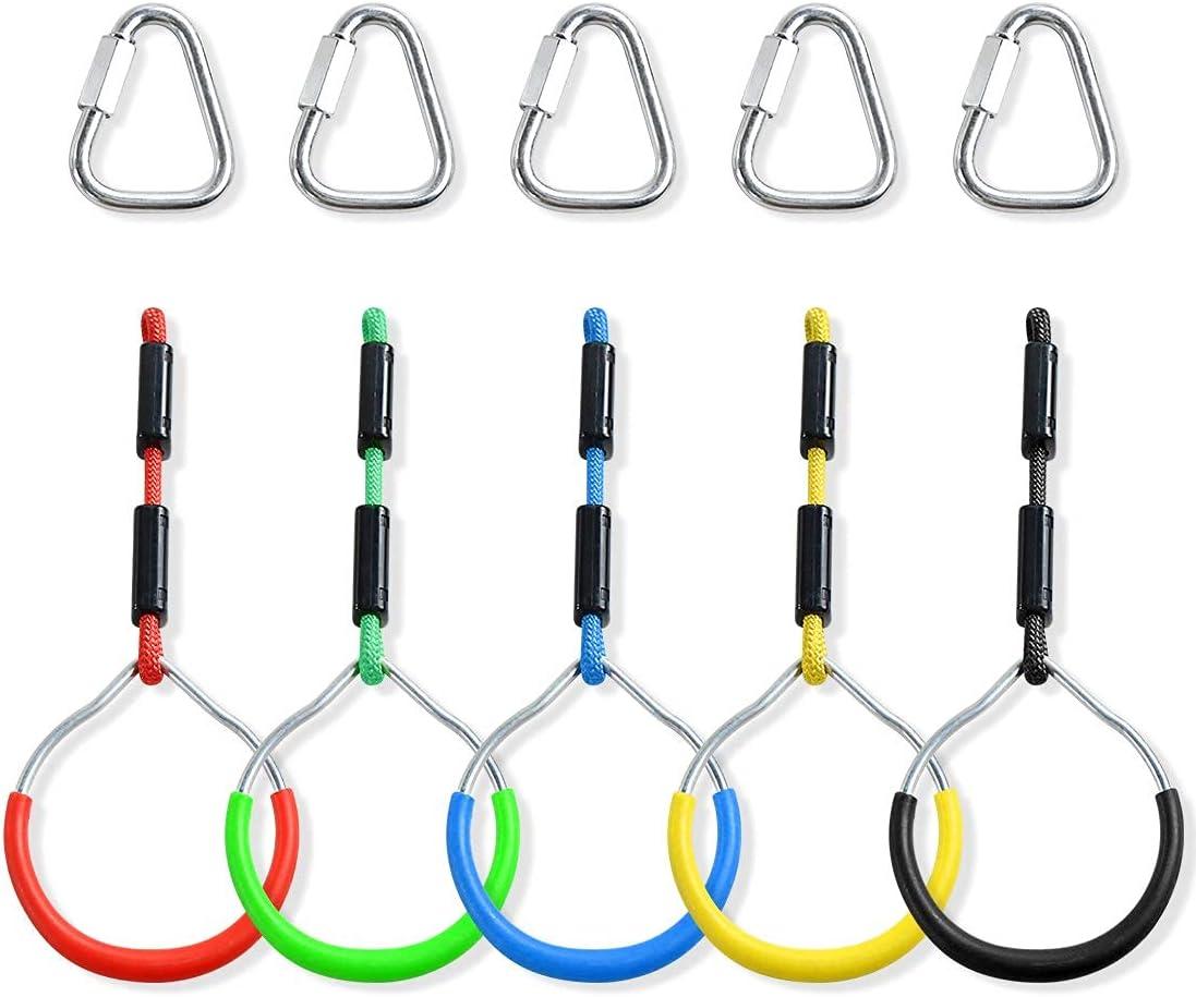 Colorful Swing Gymnastic Bar Rings 5 Pack for Ninja Slackline Outdoor ...