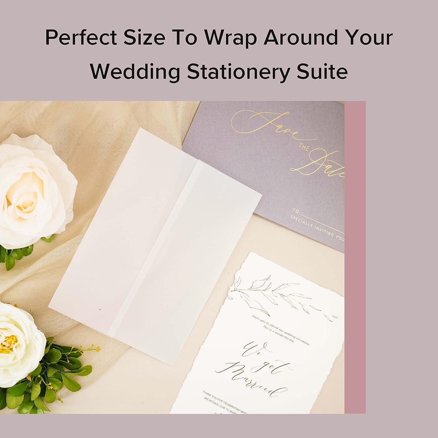 Puremigo 100 Pack PreFolded Vellum Jackets for 5x7 Invitations