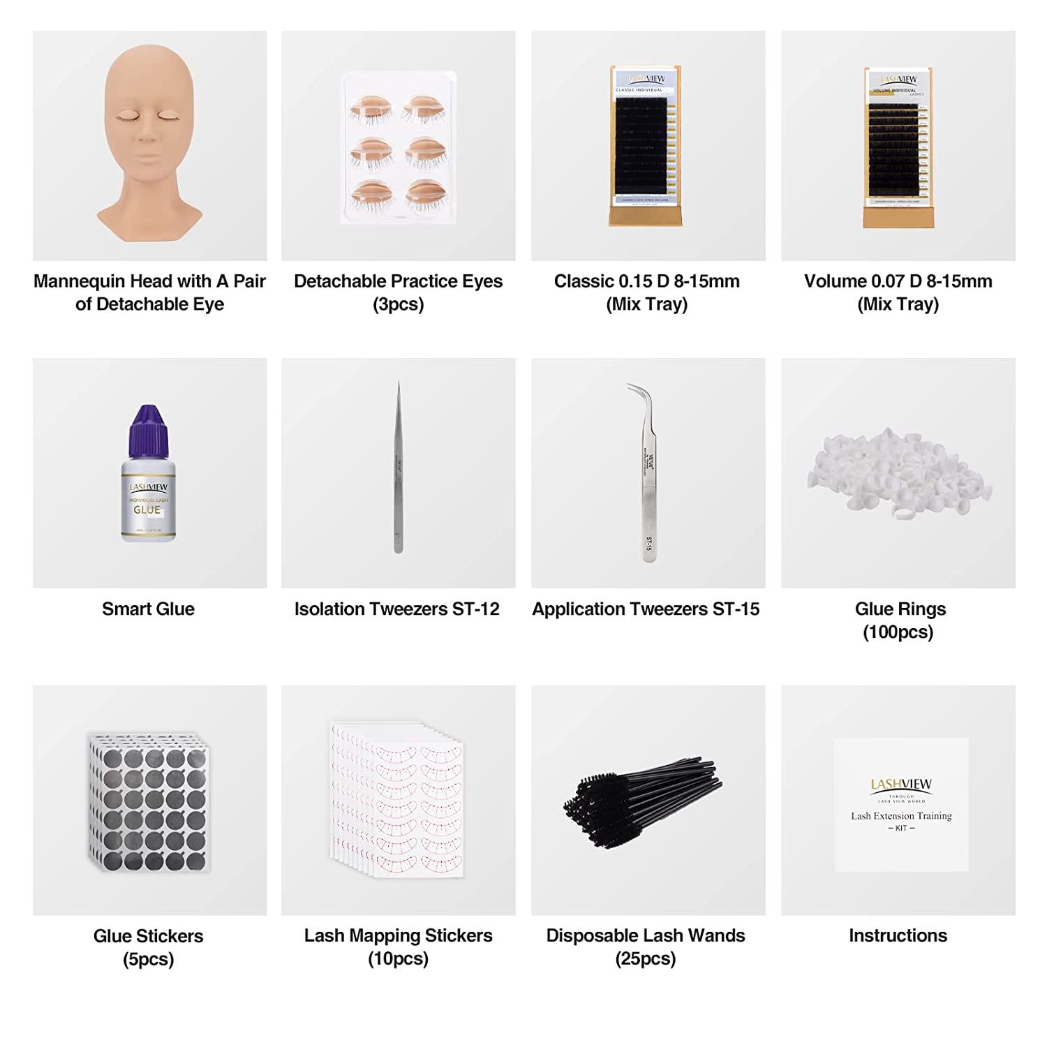 LASHVIEW Lash Extension Kit, Eyelash Extension Kit,Professional Eyelash