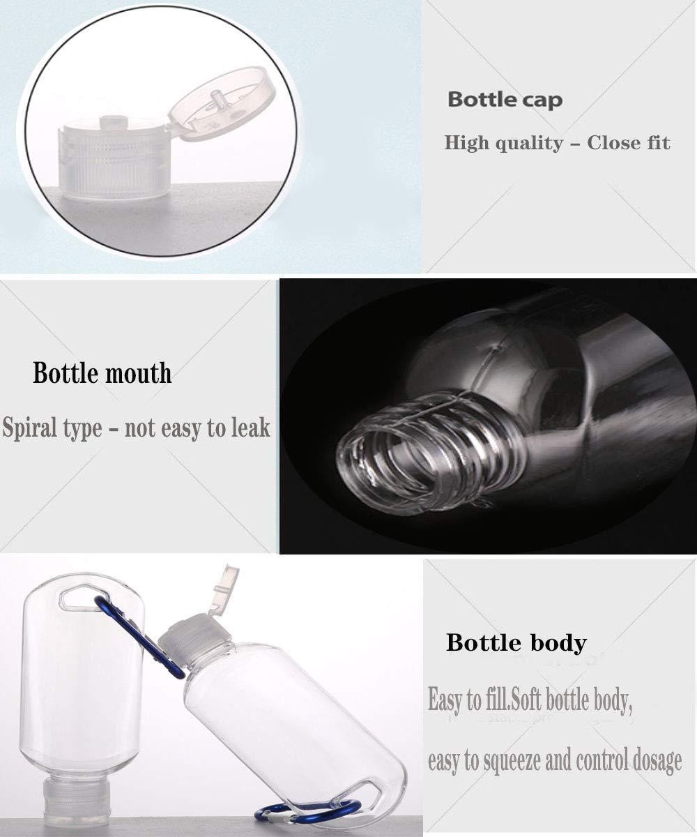 50ml Empty Small Plastic Squeeze Bottles with Clip for Keyring Transparent