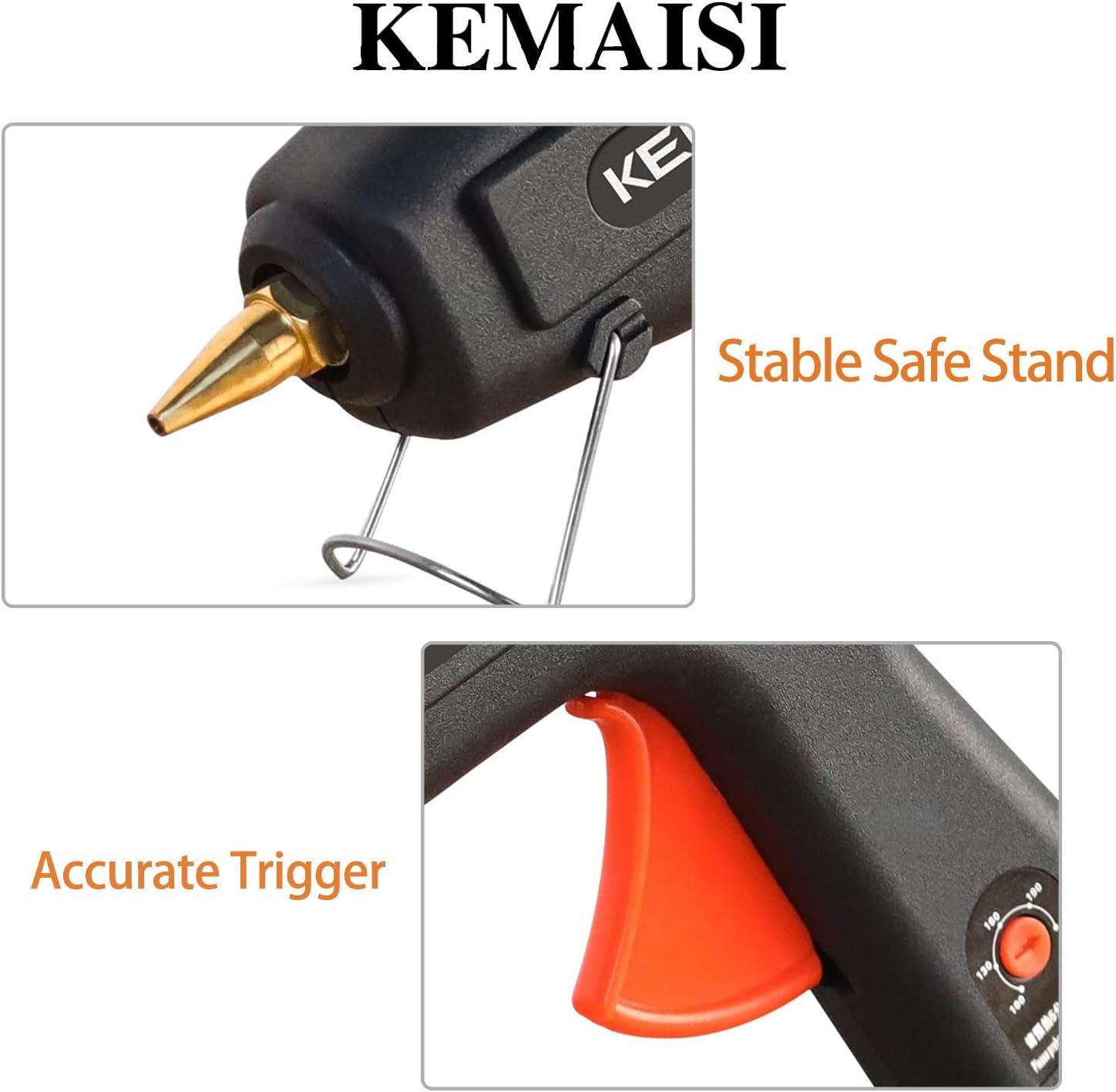 KEMAISI 100W Full Size hot glue gun kit with 30pcs Premium Hot Glue Sticks  Temperature Adjustable Heavy Duty Best Large Glue Gun for Crafts