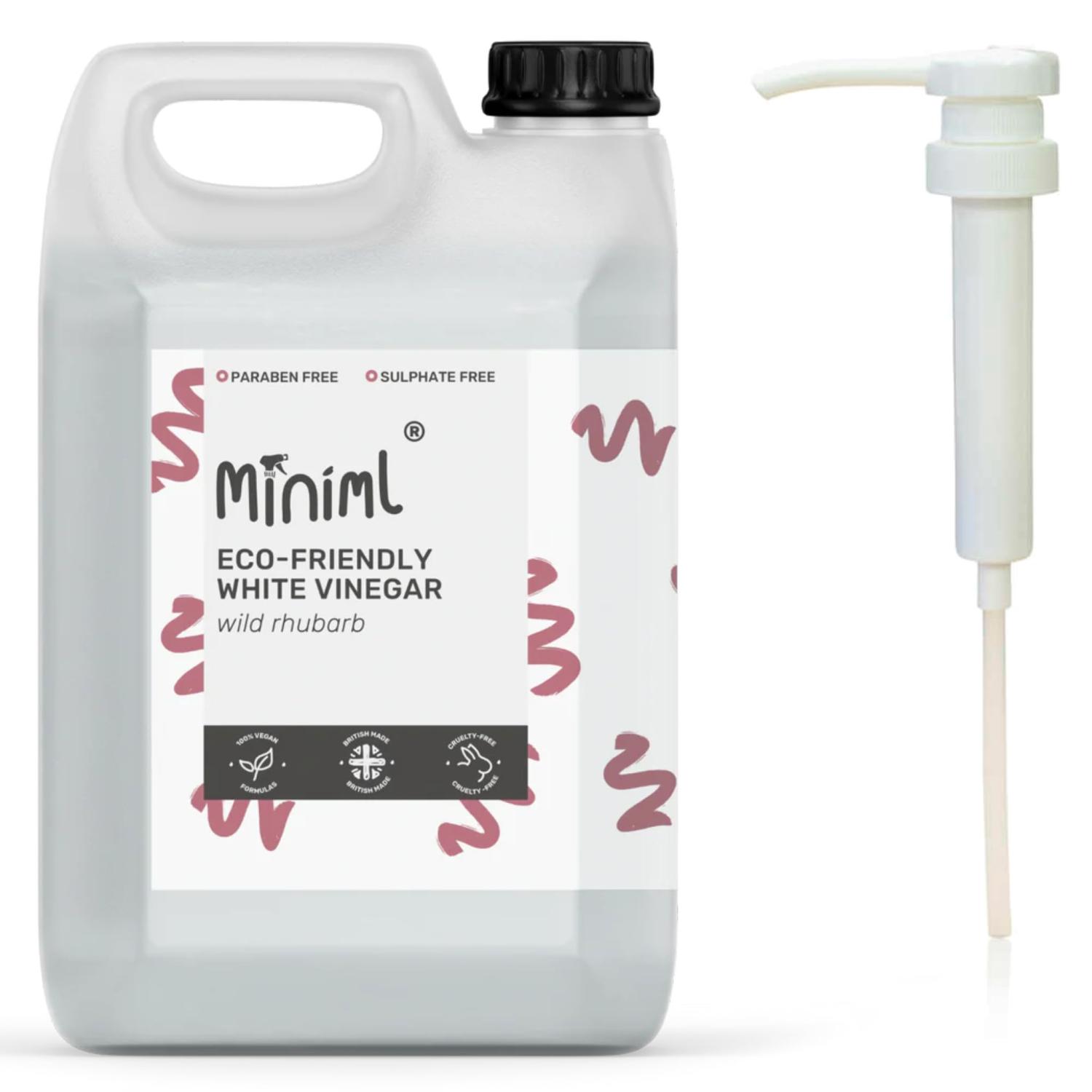 Miniml Eco White Vinegar Wild Rhubarb 5L Refill and 5L Pump All